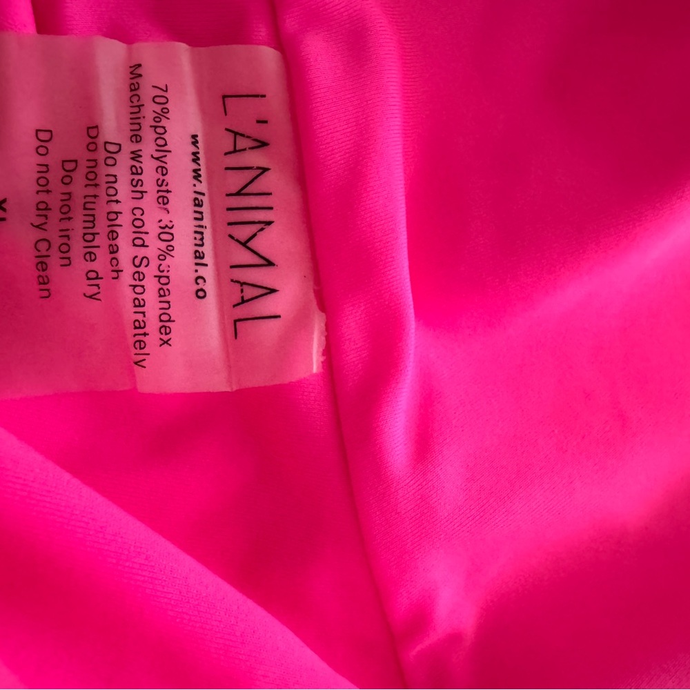 L'Animal Panthere Rose neon pink belted high cut high waist one piece swimsuit - Picture 12 of 15